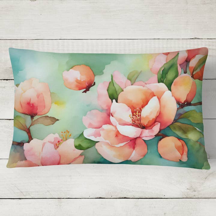 Coussin décoratif Delaware Peach Blossom en tissu aquarelle pour la vente par Caroline's Treasures