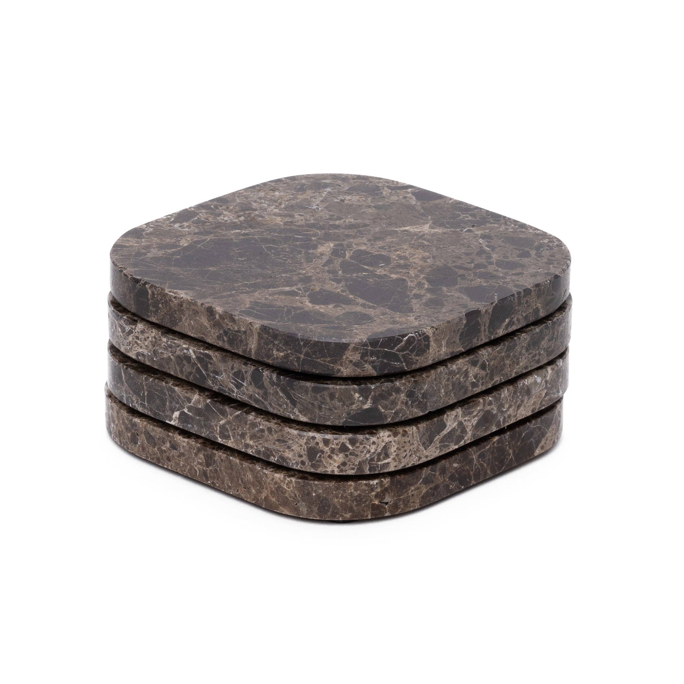 MOOISA B.V. - Wholesale Coasters - Marble coaster - organic - brown set of 4 pieces - 10x10x1cm
