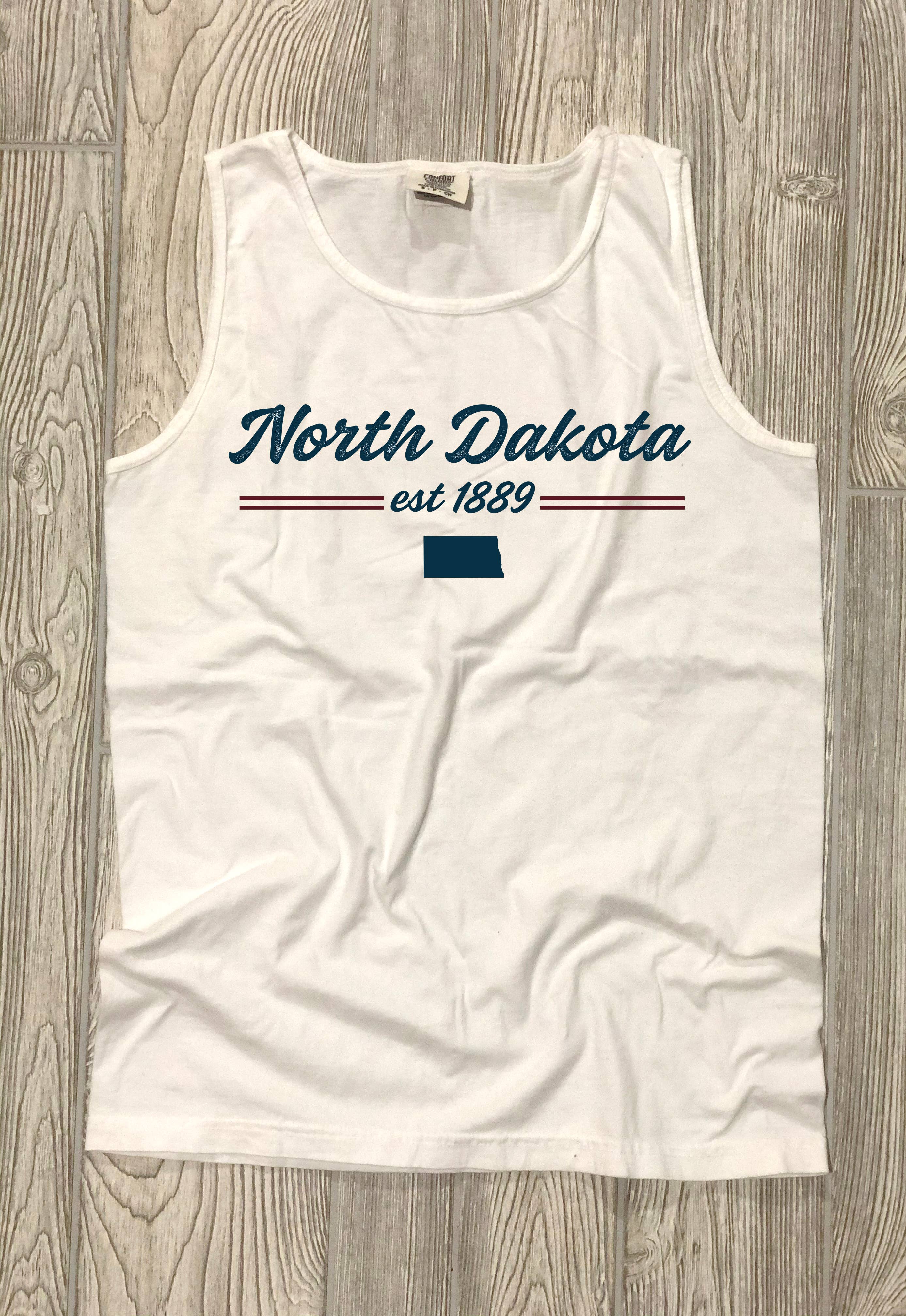 The Stately Shirt Co. - Wholesale Tank Top - Women's - North Dakota Script Tank0