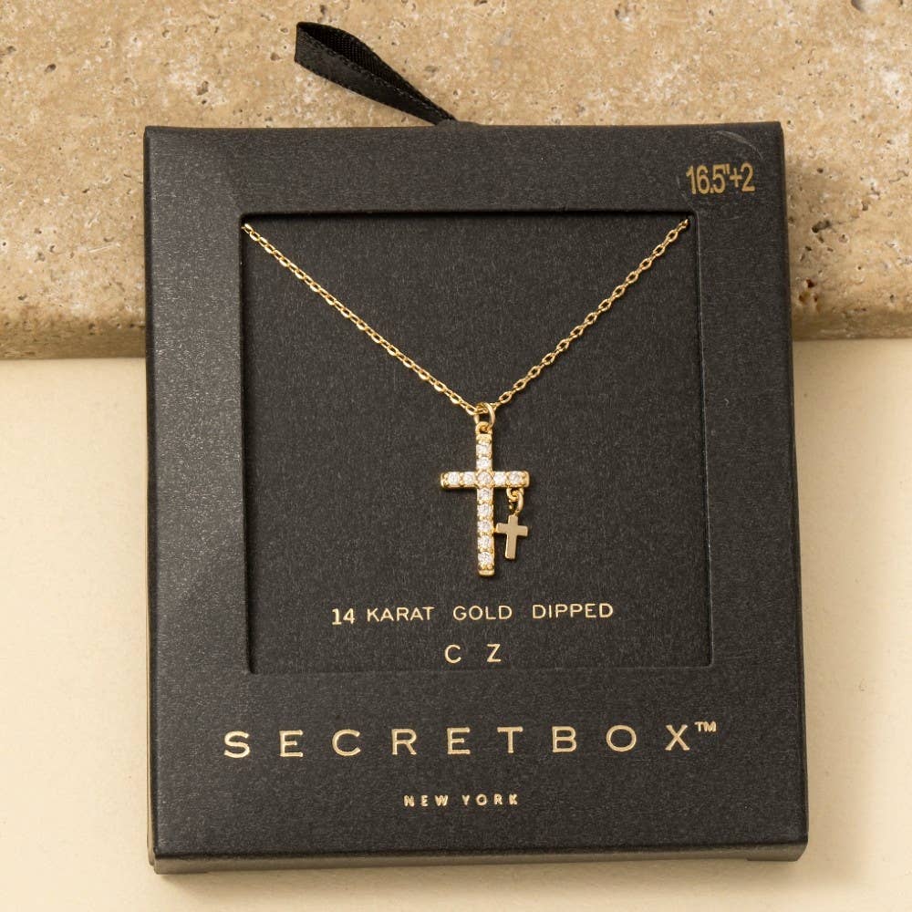 Anarchy Street - Wholesale Pendant/Charm Necklace - Secret Box Gold Dipped Cz Cross Pendant Necklace1
