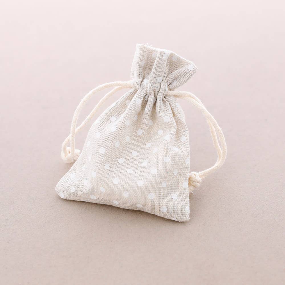 Sonata - Wholesale Pouch - Women's - Polka Dot Linen Bags 8x10 cm 50 pieces0