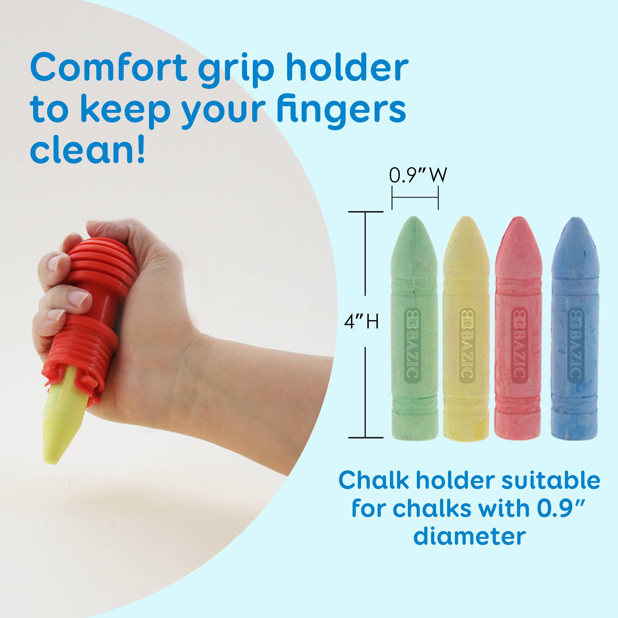 BAZIC Products - Wholesale Chalk - 4 Sidewalk Chalk & 1 Chalk Holder2