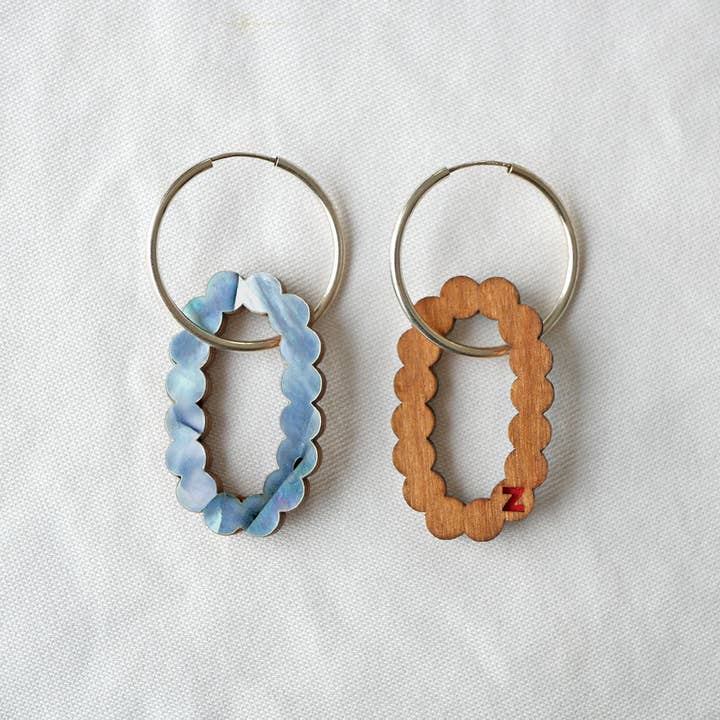 HUMUZ - Wholesale Dangle Earrings - Ring of Pearls, blue mother-of-pearl2