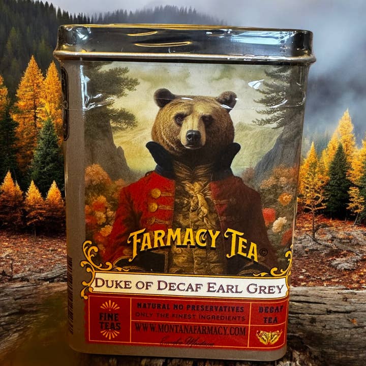 Duke Of Decaf Earl Grey Teddy Bear Travel Tea Tin Tea Bags for wholesale by Montana Farmacy
