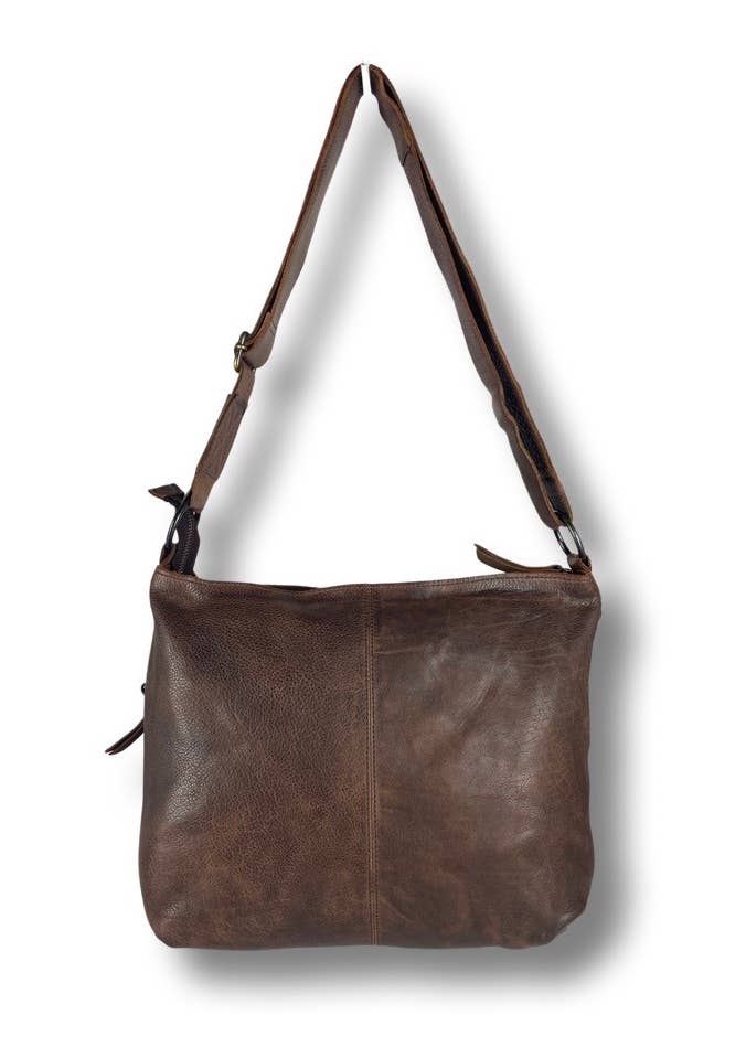 Arrigo - Wholesale Shoulder Bag - Women's - Arrigo Shoulder Bag Crossbody Bag Brown Washed Leather3