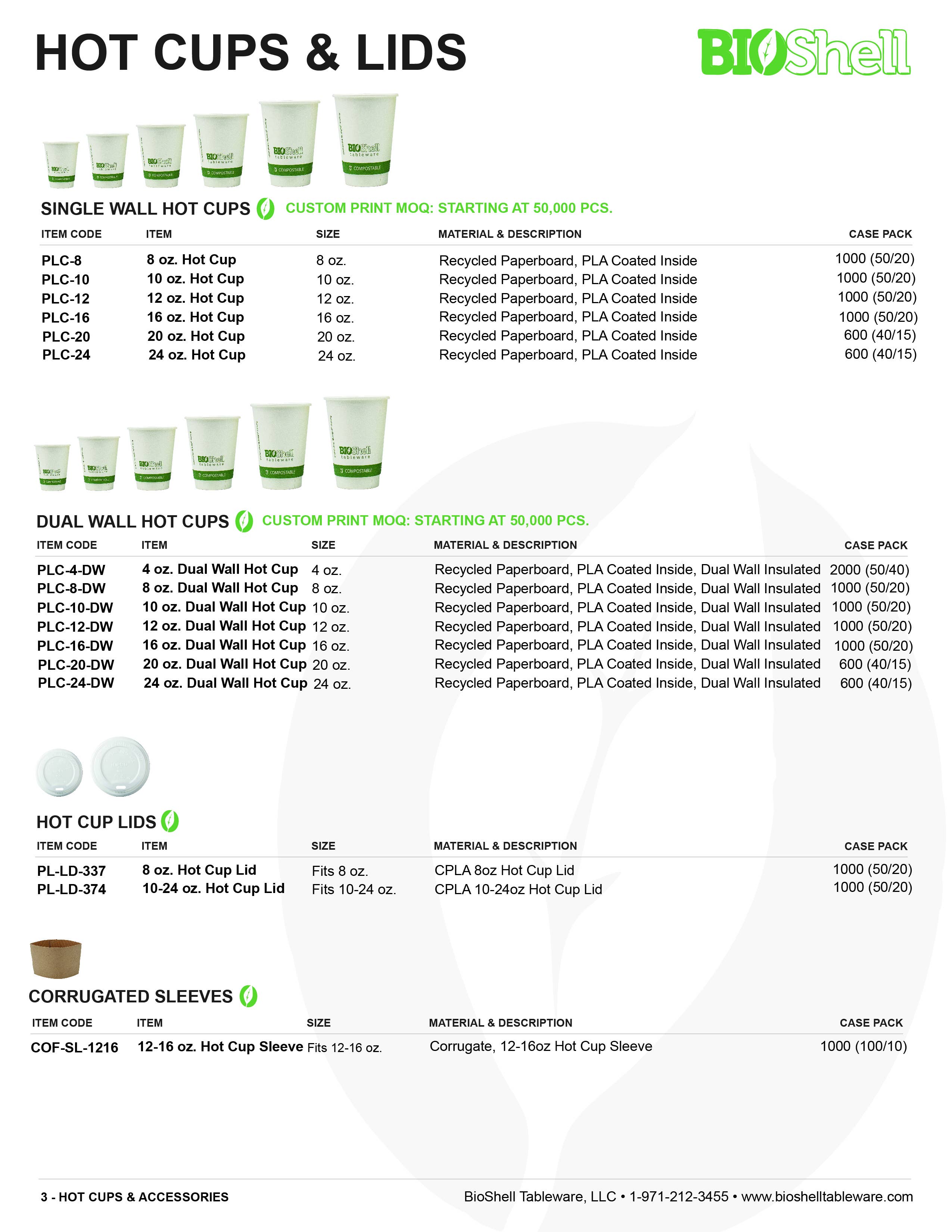 BioShell Tableware - Wholesale Wegwerpbeker - 12 oz composteerbare dubbelwandige hittebestendige bekers - milieuvriendelijk2