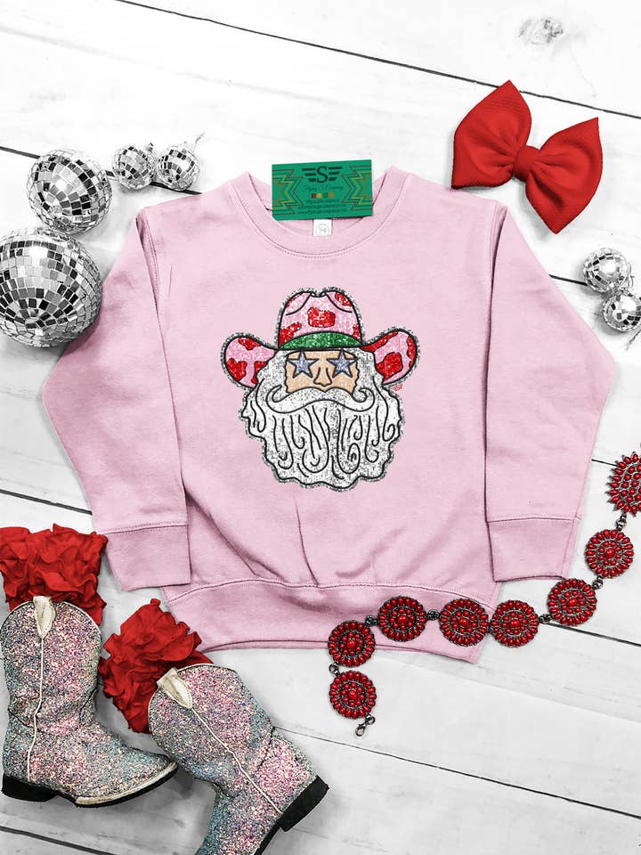 Flying S Company – Engroshandel Skjorte/bluse - Børn – Børn Faux Paillet Santa Crew3