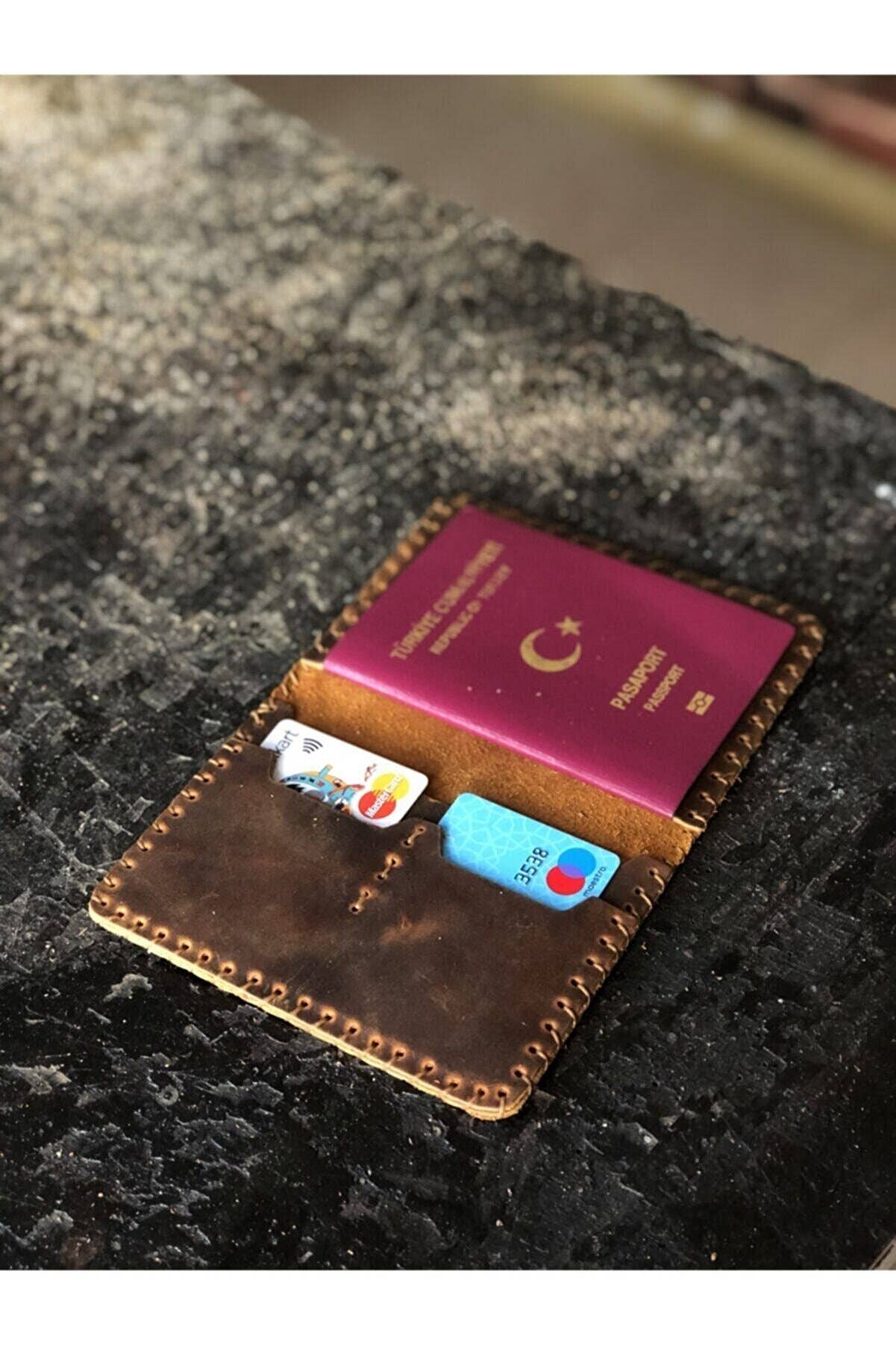 Wholesale Brown Distressed Leather Passport Wallet Card Holder for your