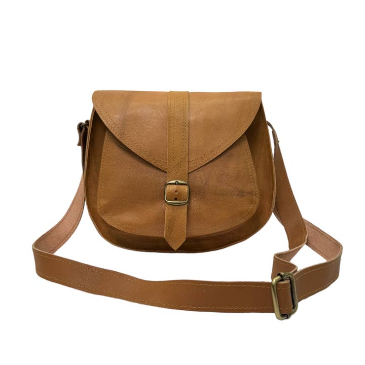 Sac à main en cuir souple beige moyen | Marron pour la vente par Jerusalem Sandals