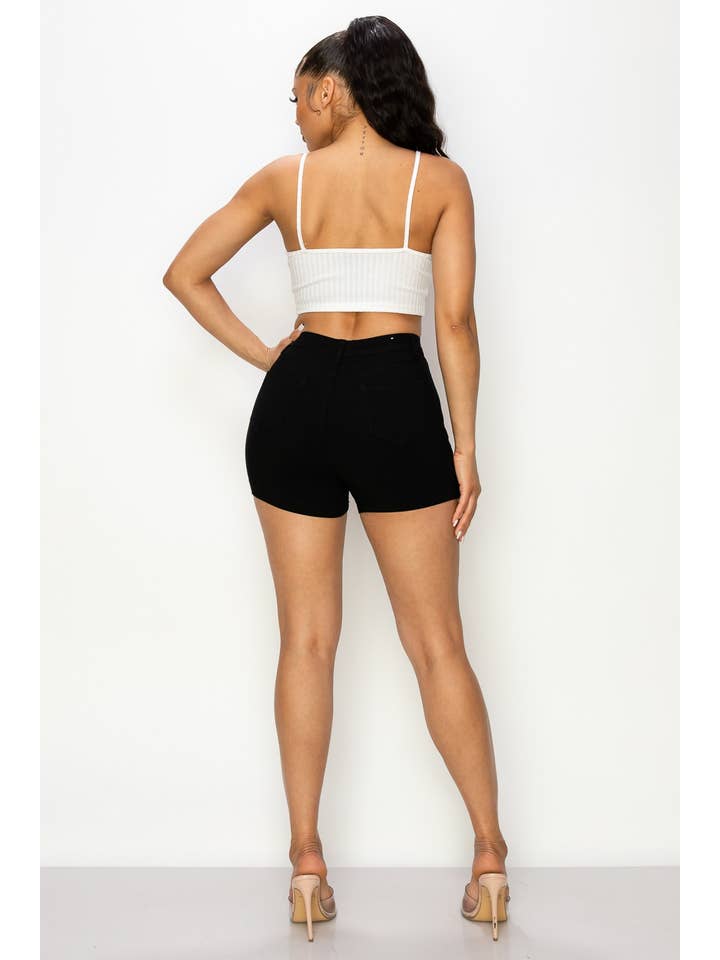 BLACK SH-300 HIGH WAISTED SUPER-STRETCH WOMEN'S COLORED SHORTS for wholesale on Faire4