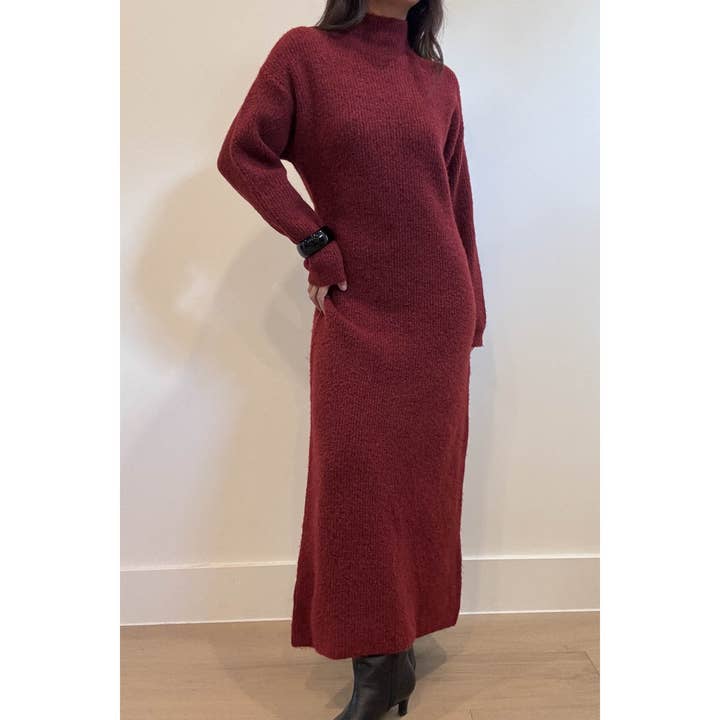 Et Clet - Wholesale Dress - Women's - Knitted Funnel Neck Midi Dress17