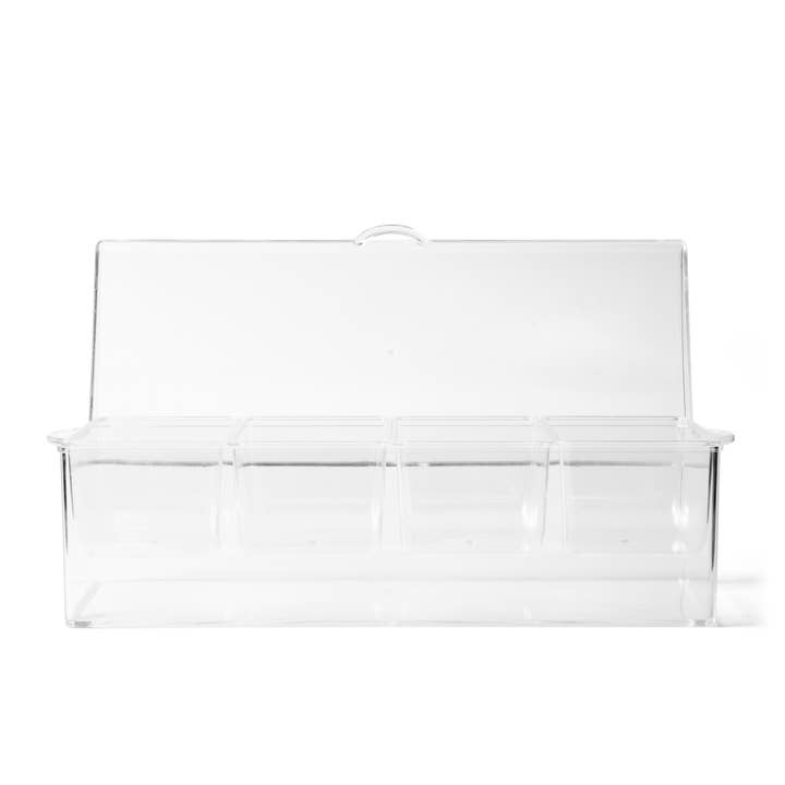 Fox Run Brands – Bandeja de servir por atacado – Caixa e bandeja de guarnição Outset Clear Bar, 6,5" x 16,25" x 5"6