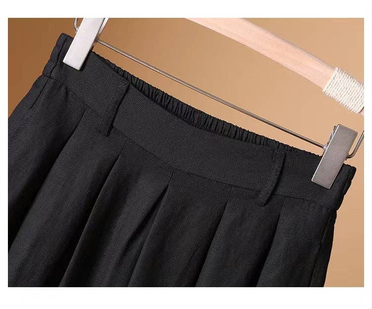 Chicto - Vente Pantalon – femme - Culottes larges raccourcies en coton et lin6