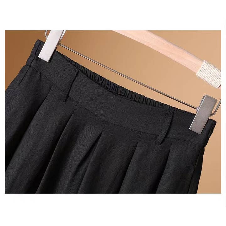 Chicto - Vente Pantalon – femme - Culottes larges raccourcies en coton et lin6