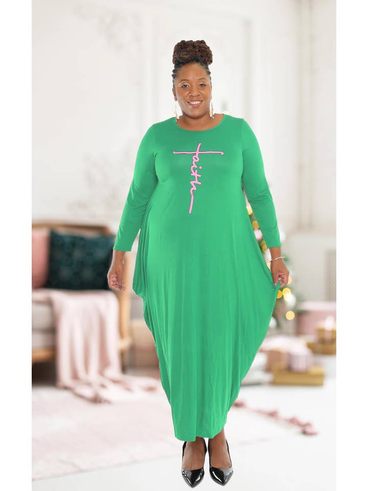 KaraChic - Wholesale Dress - Women's - Women's "FAITH" Long Sleeves Maxi Comfy Oversize Dress