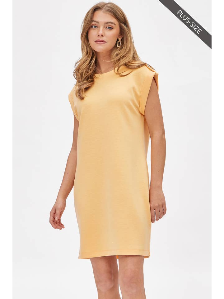 Dear Scarlett – Großhandel Kleid – Damen – Plus-Size A-Linien-Kleid aus Scuba Modal mit Kappärmeln TRV-RETREATP8