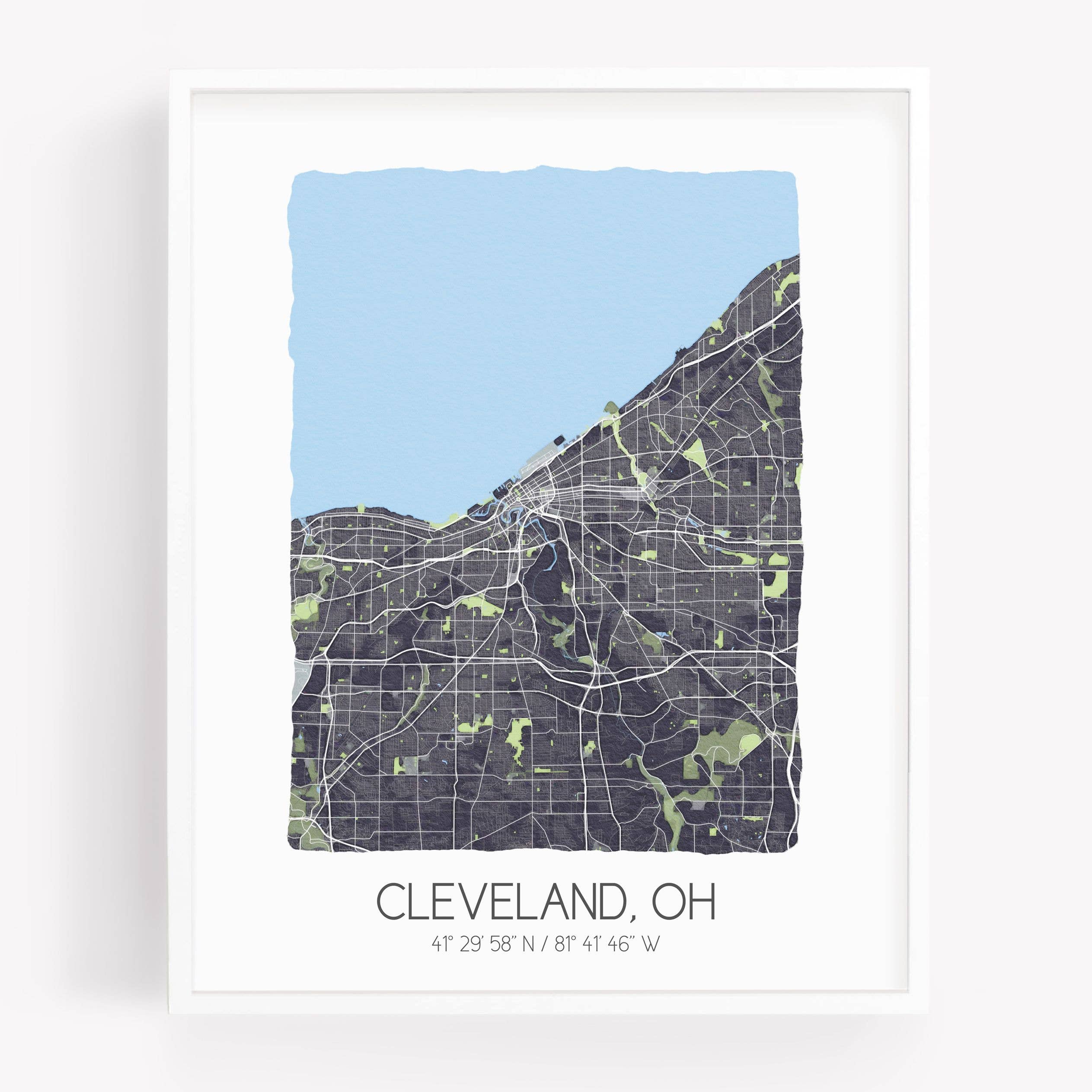 Sparks House Co. - Wholesale Art Print - Cleveland Ohio Map - Watercolor City Map Wall Art - Custom16