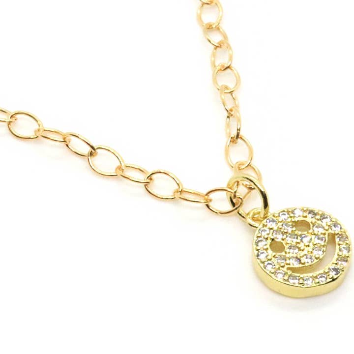 Smile Face Necklace in Gold-filled Simple Layering Design for wholesale by Jessica Santander