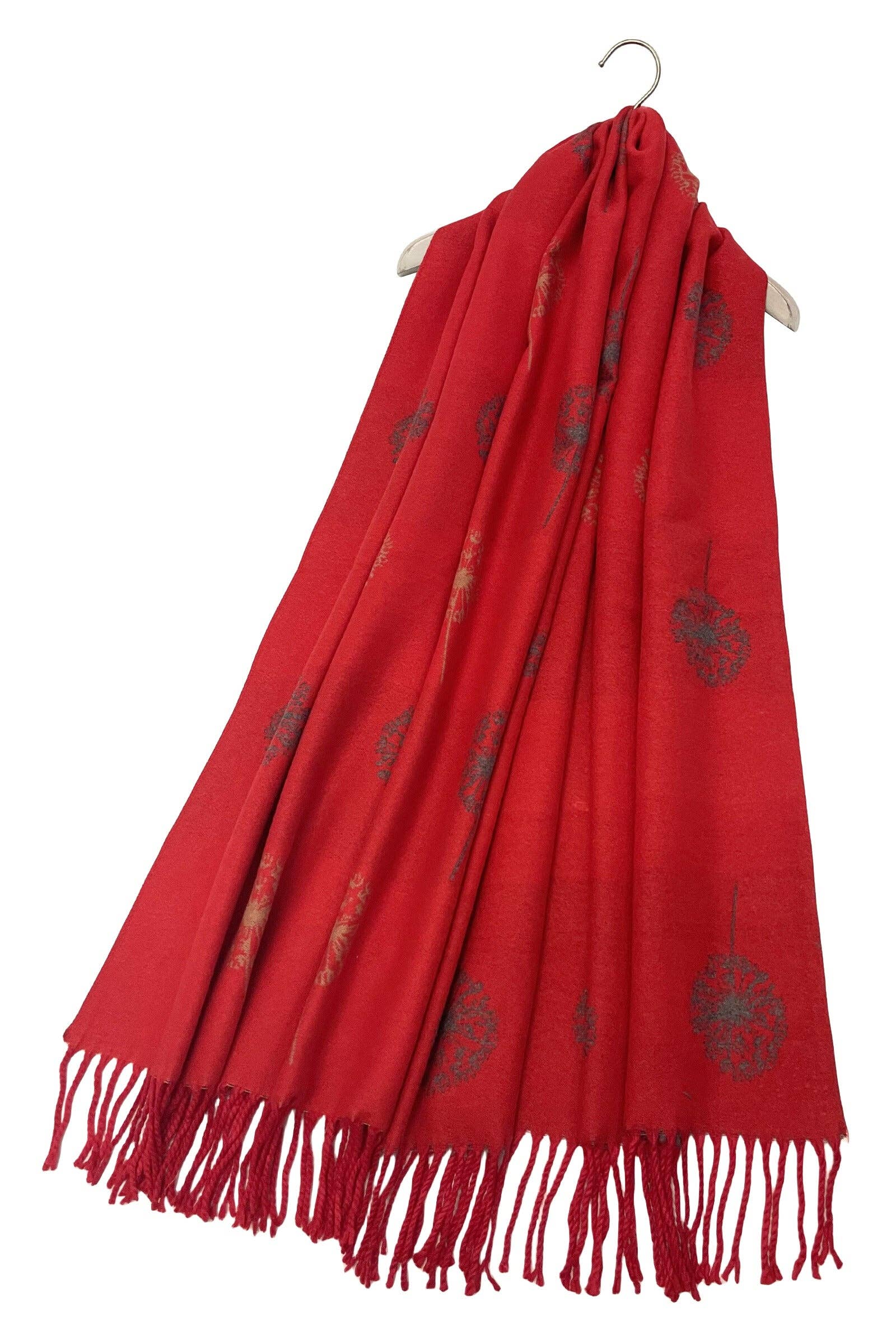 Fashion Scarf World – wholesale Scarf – Women's – Dandelion Print With Reversible Stripe Tassel Scarf18