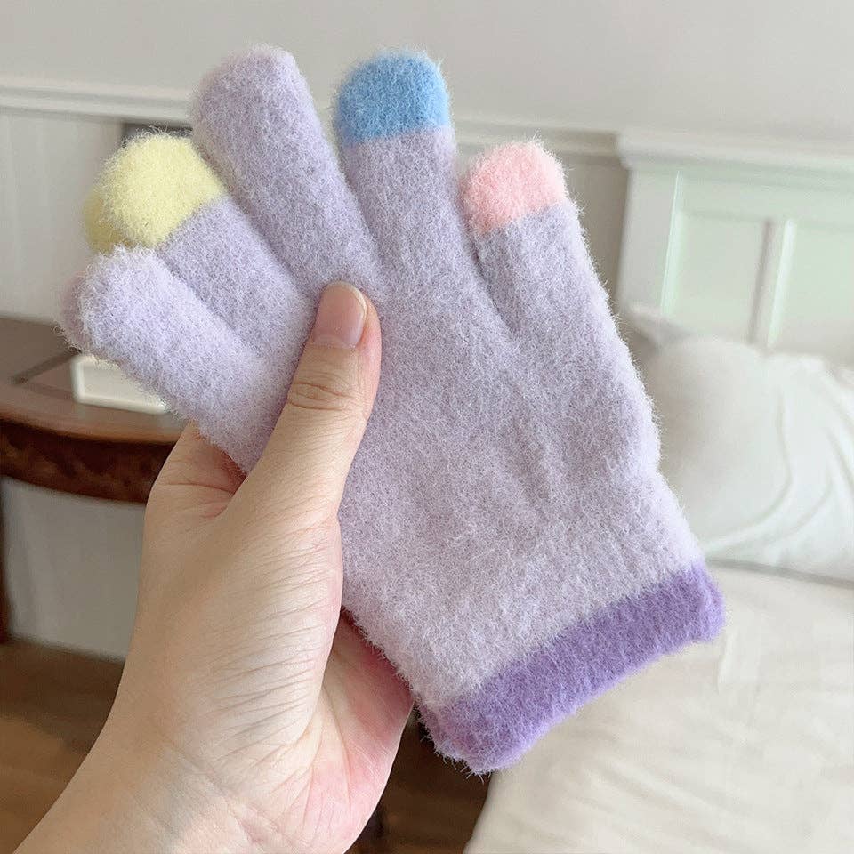 Little Trendy - Wholesale Gloves - Women's - Colorful macaron warm gloves students five fingers gloves5
