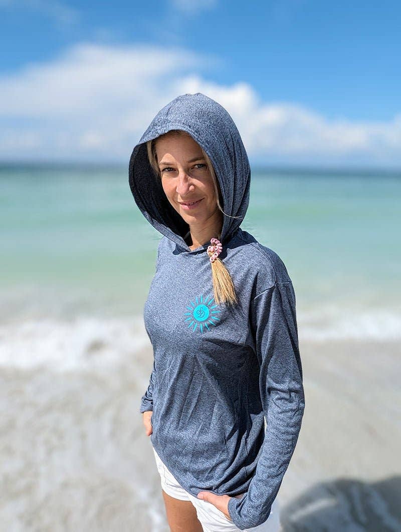 Sun Drunk - Wholesale Rashguard - Men's - UPF 50+ Sun Shirt - Heather Navy with Hood1