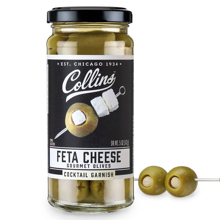 Collins - Wholesale Olives - Gourmet Feta Cheese-Stuffed Cocktail Olives - 5 oz