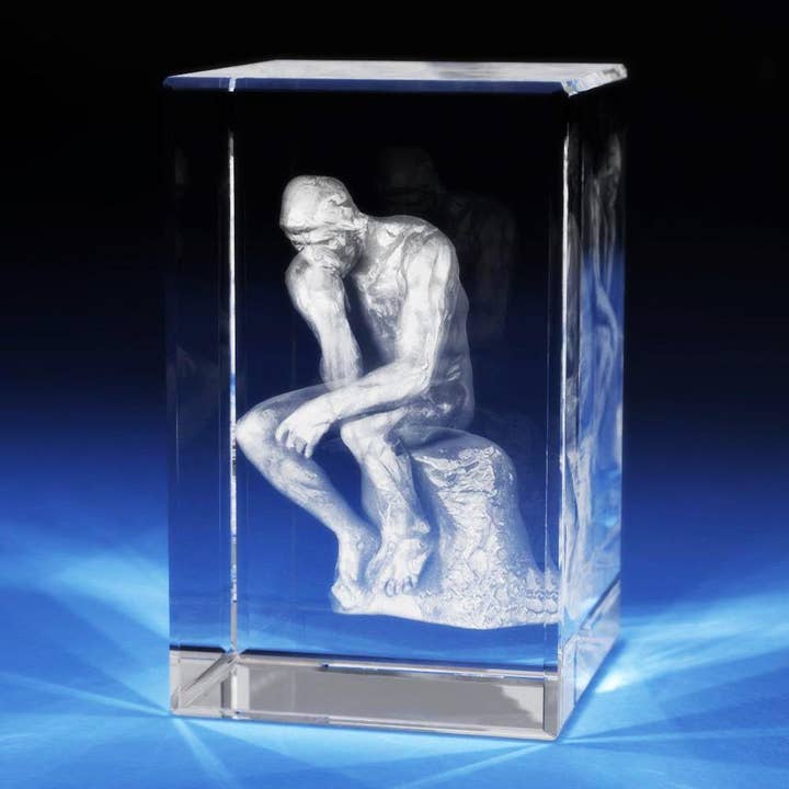 3D Crystal The Thinker for wholesale by 3D Laser Gifts