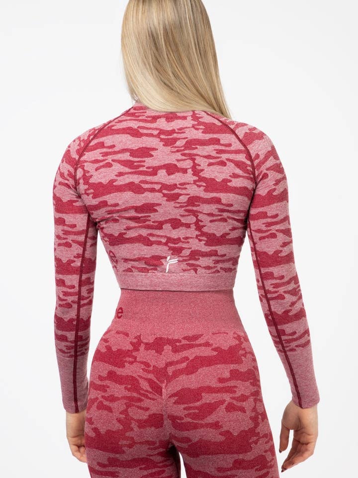 Camo Crop-top med lange ærmer for engroshandel hos Famme