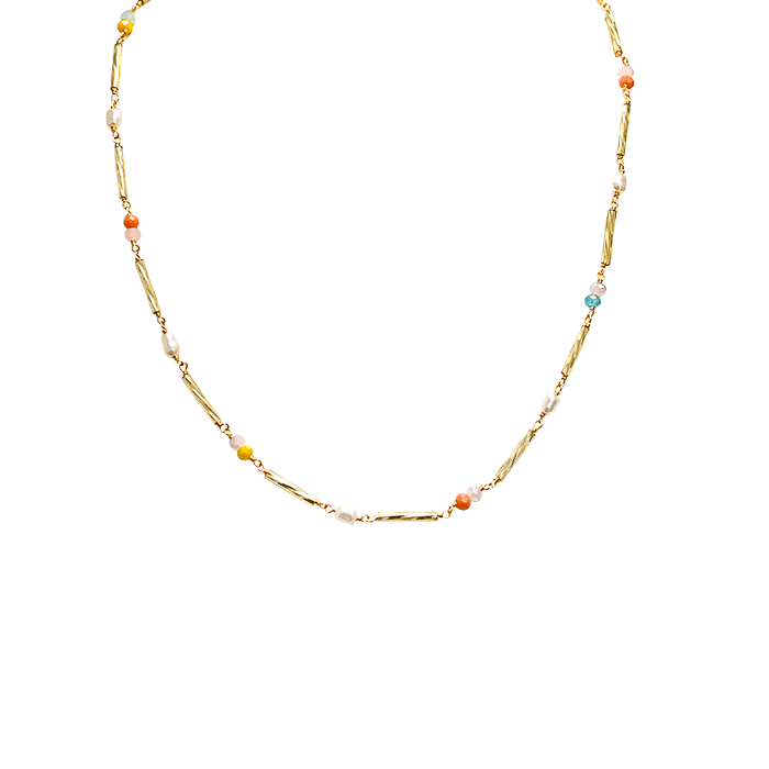 AMORINO SRL - Wholesale Beaded/Pearl Necklace - LINEAR NECKLACE WITH BEADS AND PEARLS - NK2112488G17