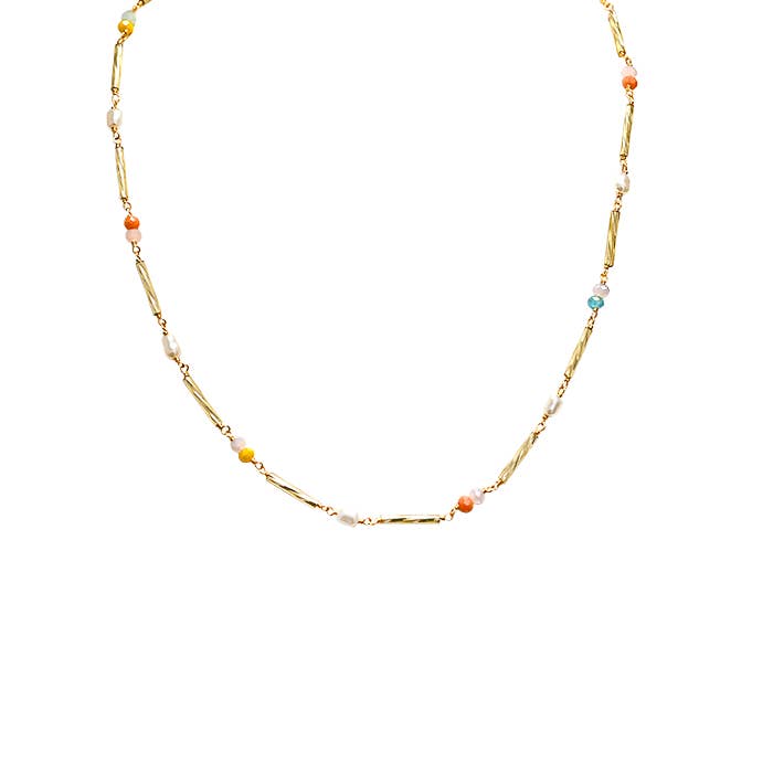 AMORINO SRL - Wholesale Beaded/Pearl Necklace - LINEAR NECKLACE WITH BEADS AND PEARLS - NK2112488G17