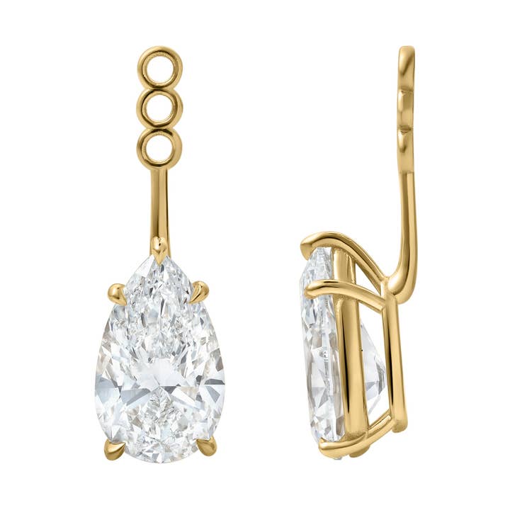Evelyn 14K Yellow Gold Pear Lab Grown Diamond Earring Jackets – 10 cts for wholesale by LuvMyJewelry (LMJ)