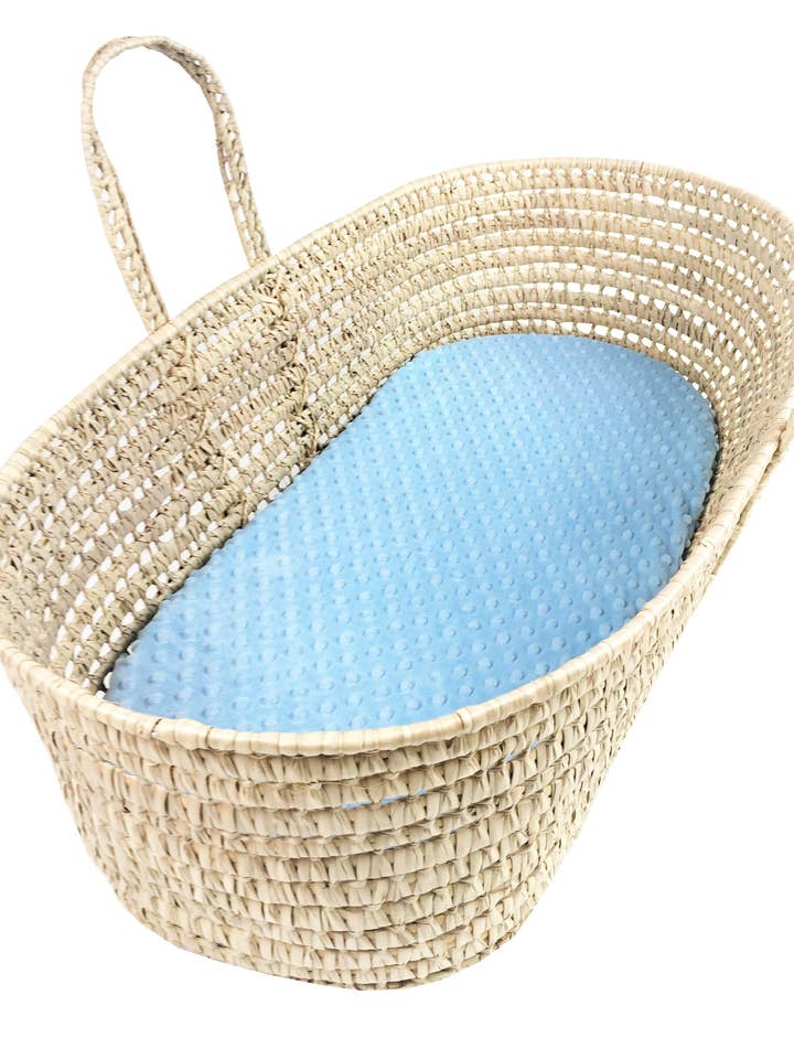 Blauer Minky-Punkt - Maßgefertigtes Spannbetttuch für den Großhandel von Wendy Anne