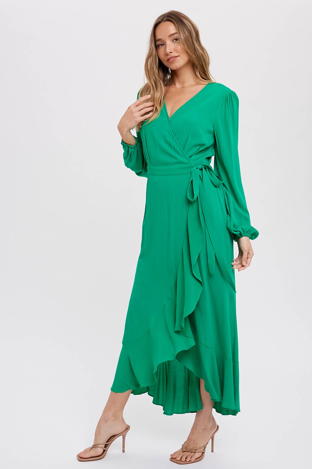 Bluivy – wholesale Dress – Women's – RUFFLE HEM MAXI WRAP DRESS13