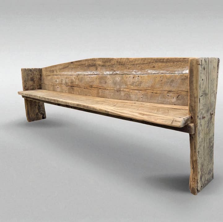 Rustic Farmhouse Reclaimed Barnwood Pew Bench for wholesale by Archaic