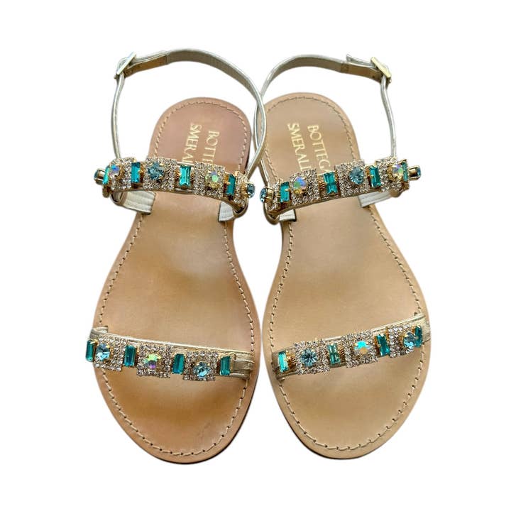 AURA BAGUETTE IT11 GOLD-TURQUOISE SANDAL for wholesale by BOTTEGA SMERALDA