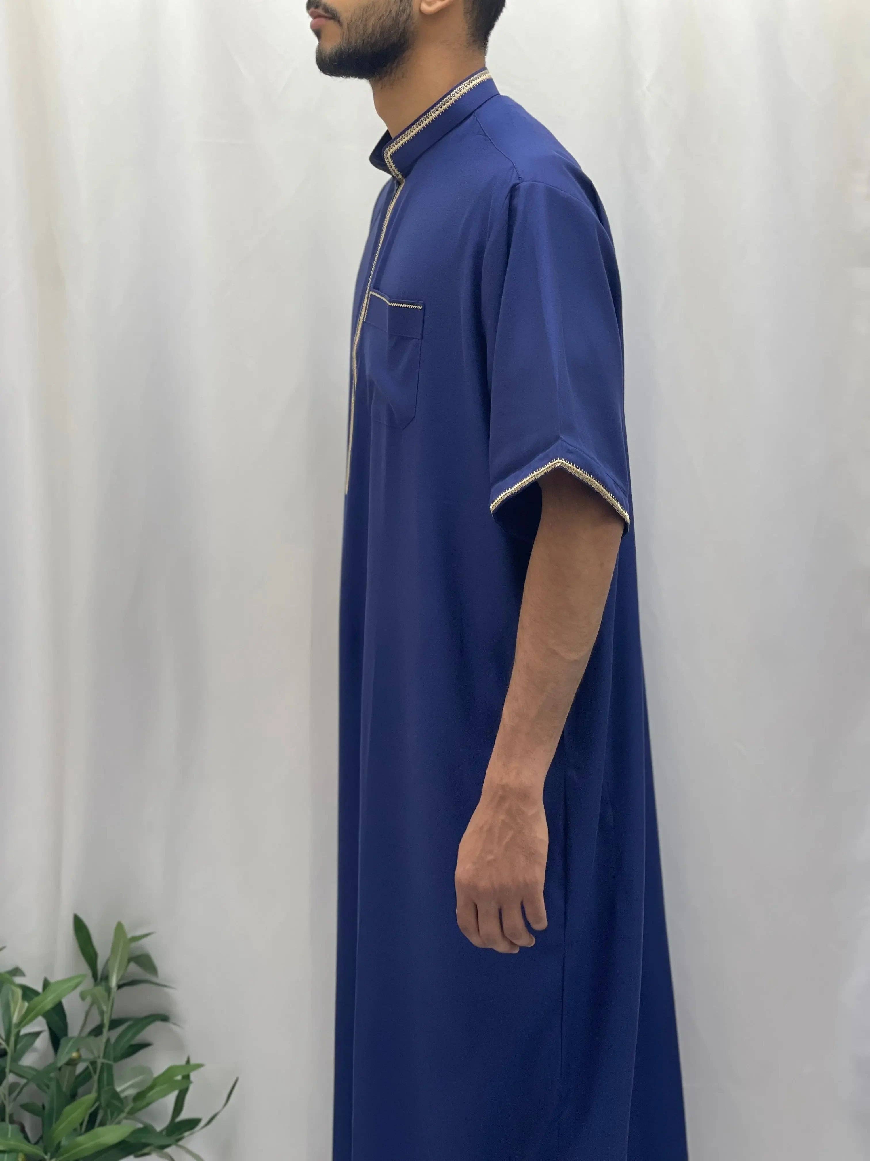 Palestinian Elegance - Wholesale  - Timeless Elegance: Men's Durable Kaftan Thobe with Gold Details8