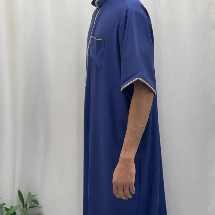 Palestinian Elegance - Wholesale - Timeless Elegance: Men's Durable Kaftan Thobe with Gold Details8