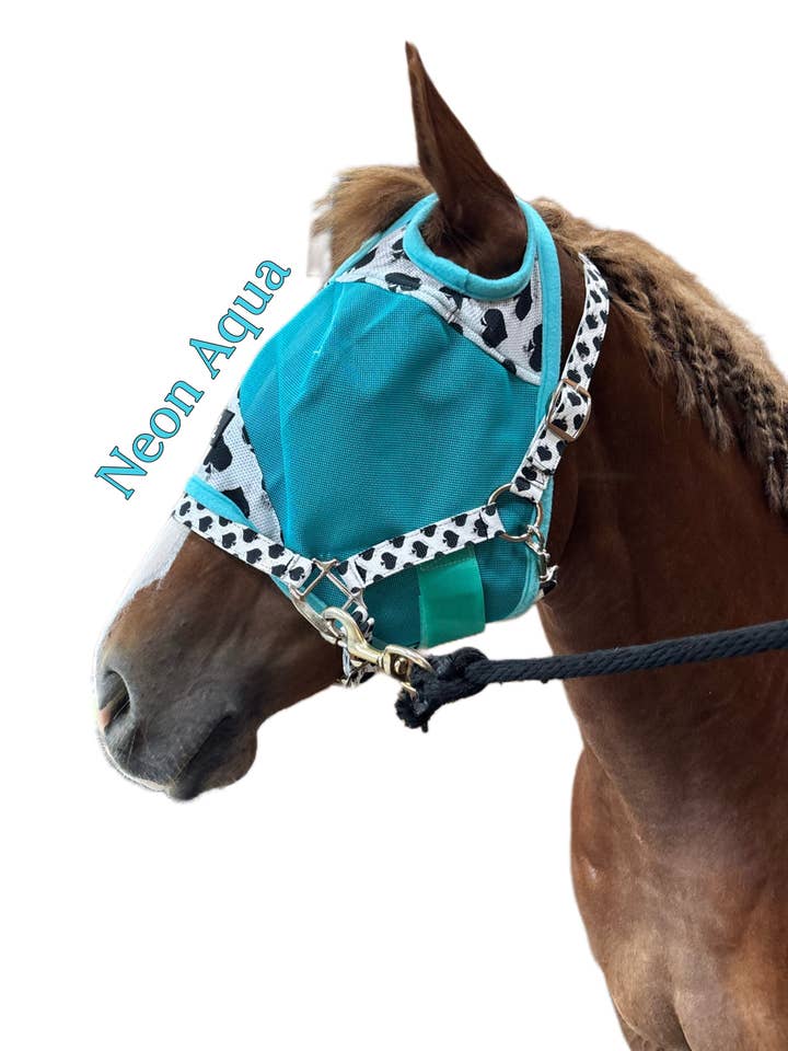 Smokin Spades Fly Mask - Neon Aqua Mesh for wholesale by Neon Spur LLC