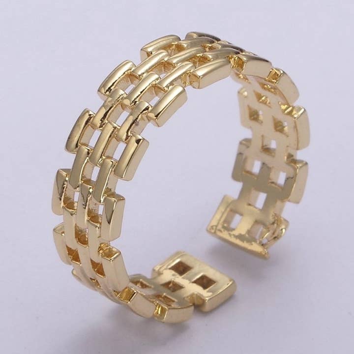 Guldfyldt Panther Link Ring Åben Justerbar Smykke til Stable Minimalistisk Smykke U-259 for engroshandel hos Aim Eternal