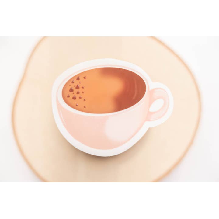 Rosafarbener Kaffeeaufkleber, trendiger Aufkleber, süßer Aufkleber für den Großhandel von Syera Love & Co.