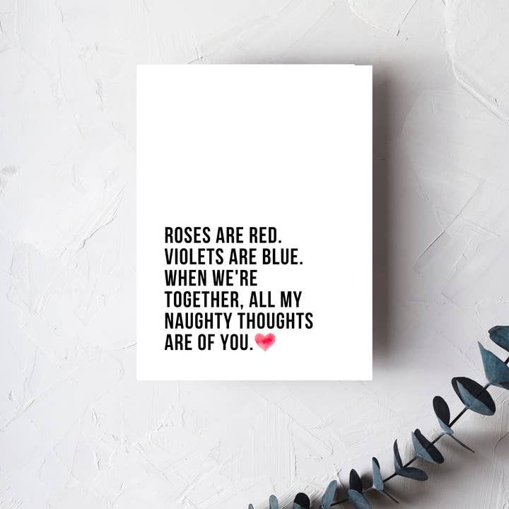 Divertente biglietto di auguri Naughty Thoughts per la vendita all'ingrosso da parte di Urban Belle Designs