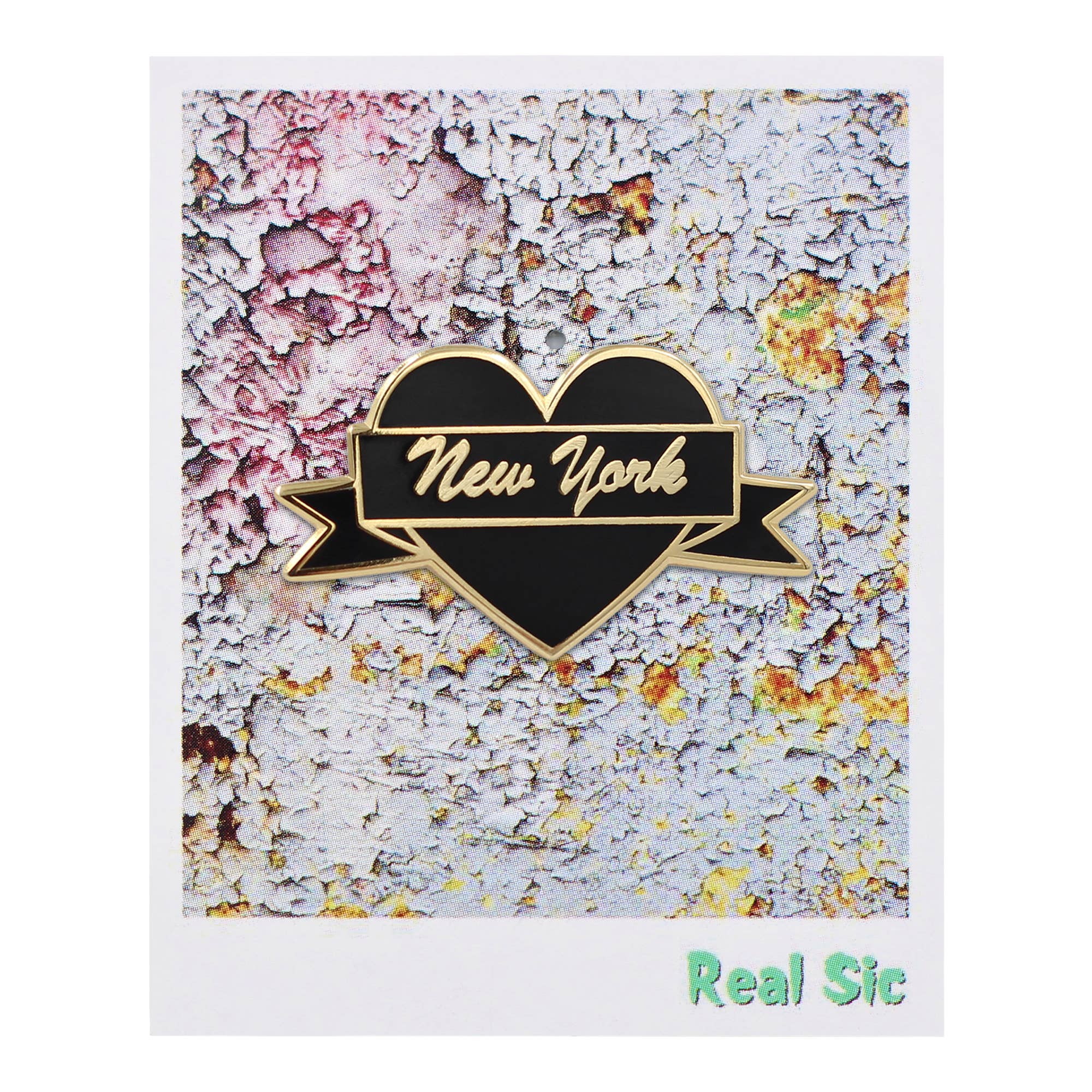 Real Sic - Wholesale Lapel Pin/Button - I Heart New York – Black & Gold City Pin4