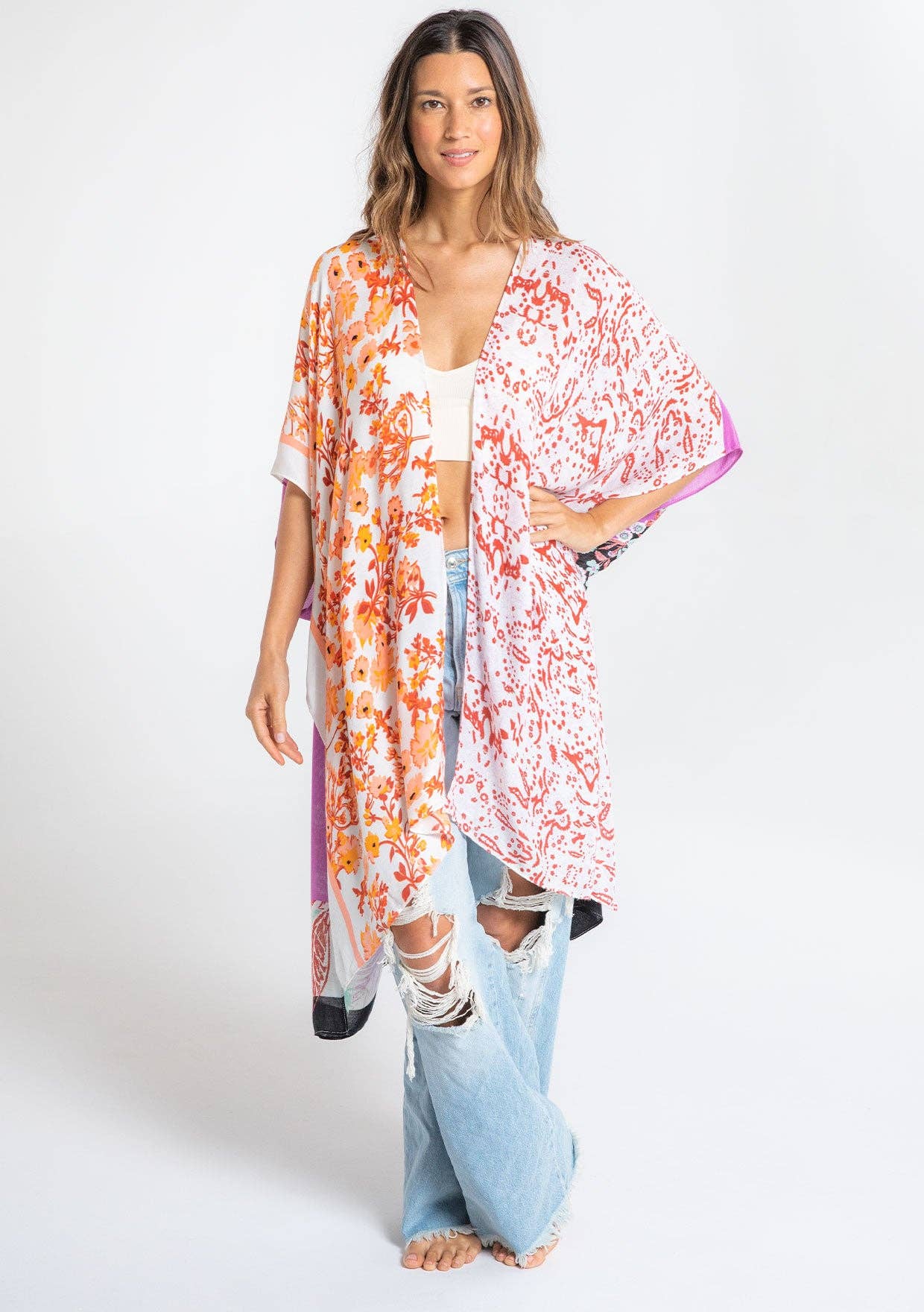 Lovestitch - Wholesale Kimono - Women's - Floral Multi Bohemian Open Front Kimono19