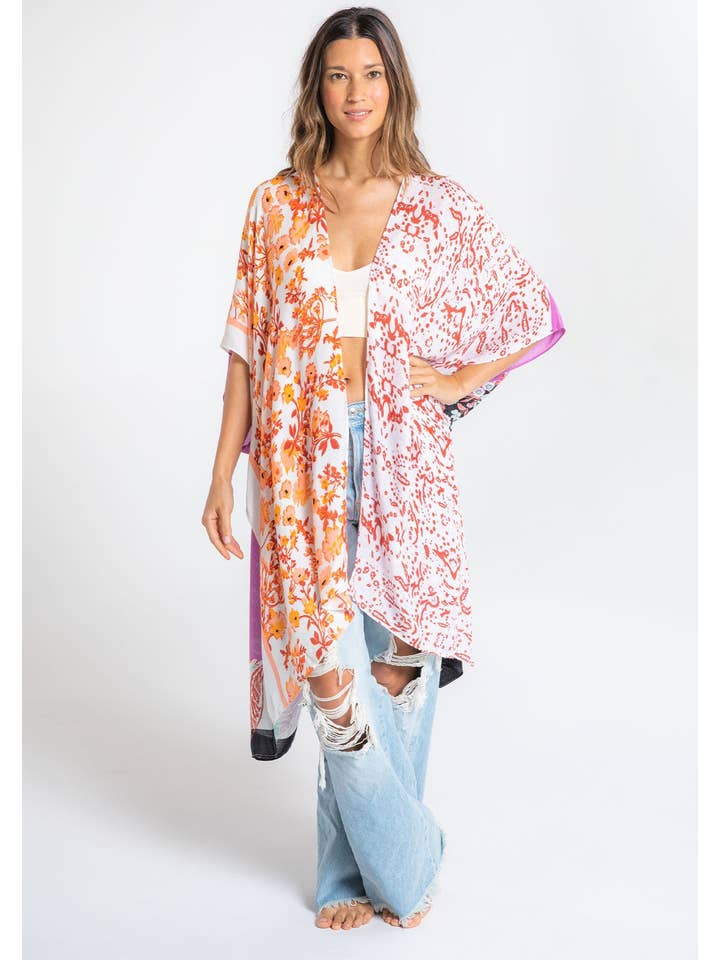Lovestitch - Wholesale Kimono - Women's - Floral Multi Bohemian Open Front Kimono19