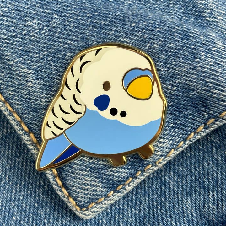 PINSTACHIIO - Wholesale Lapel pin/button - Blue Budgie Enamel Pin