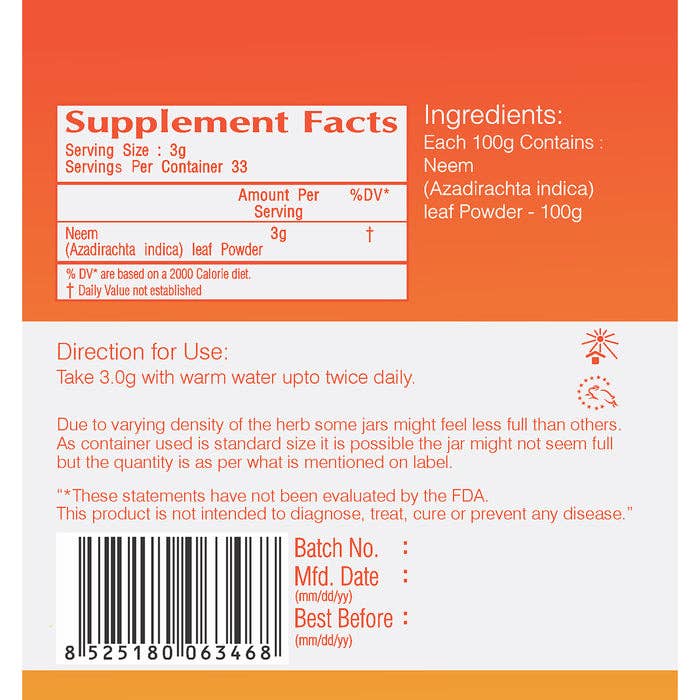 Vedic Juices – wholesale Protein-/superfoodpulver – Vediskt Neempulver1