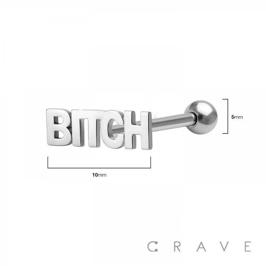 CRAVE – wholesale Tongue ring – 316L SURGICAL STEEL BITCH WORD TONGUE BARBELL1