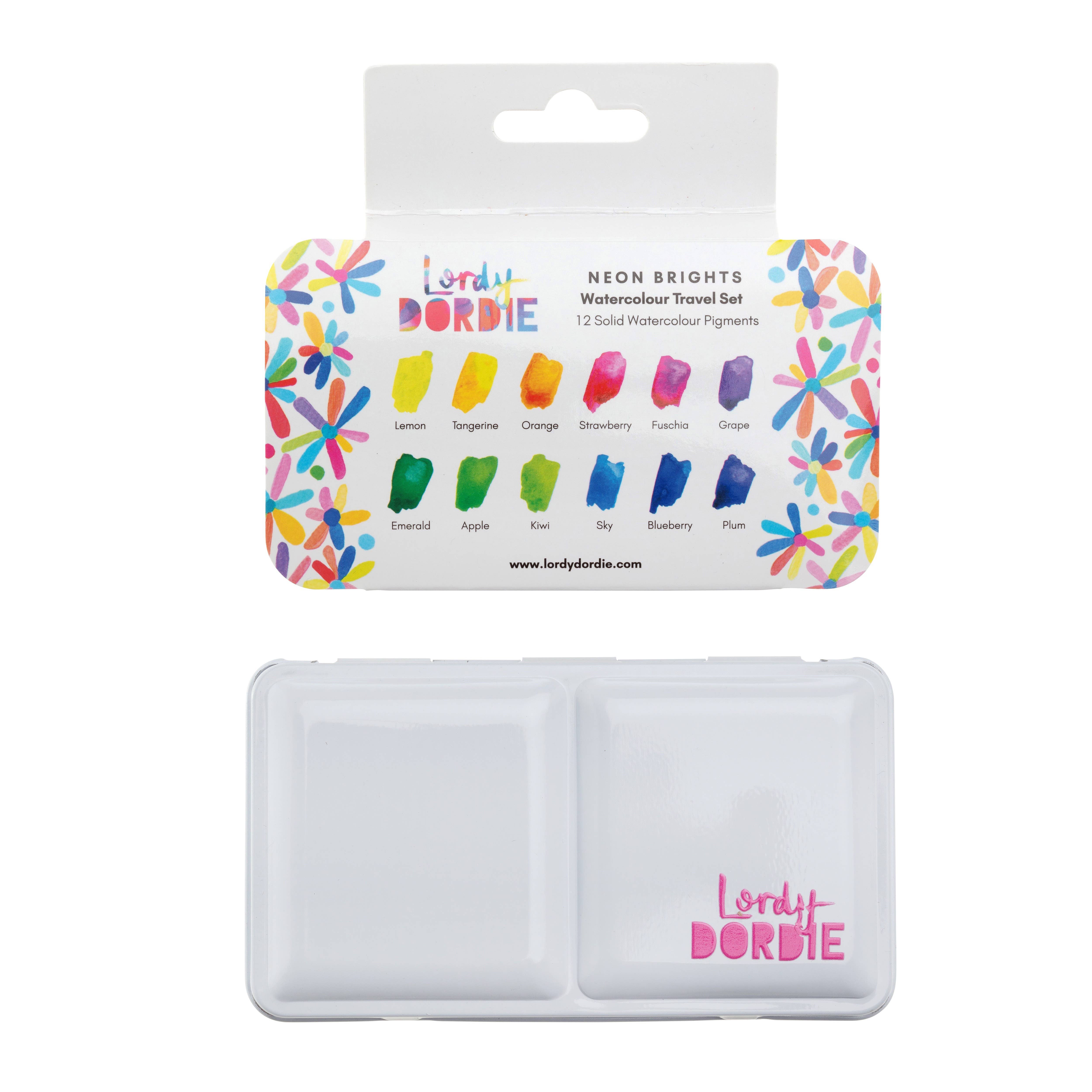 Lordy Dordie - Wholesale Watercolor Paint - Neon Brights Watercolour Travel Palette Set1