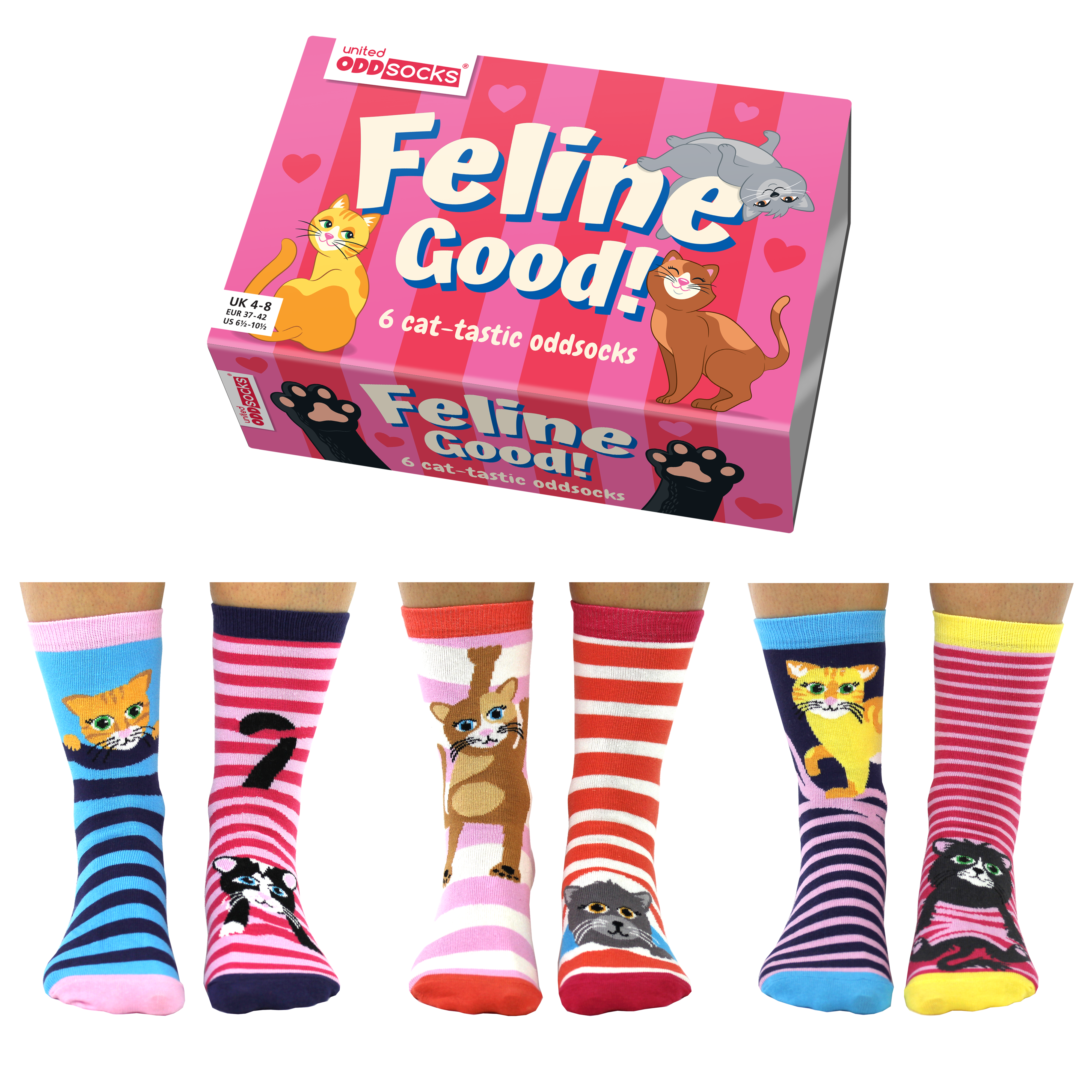 Sock Academy – wholesale Socks – Unisex – FELINE GOOD! | 6 Odd Socks Gift Box - United Oddsocks2