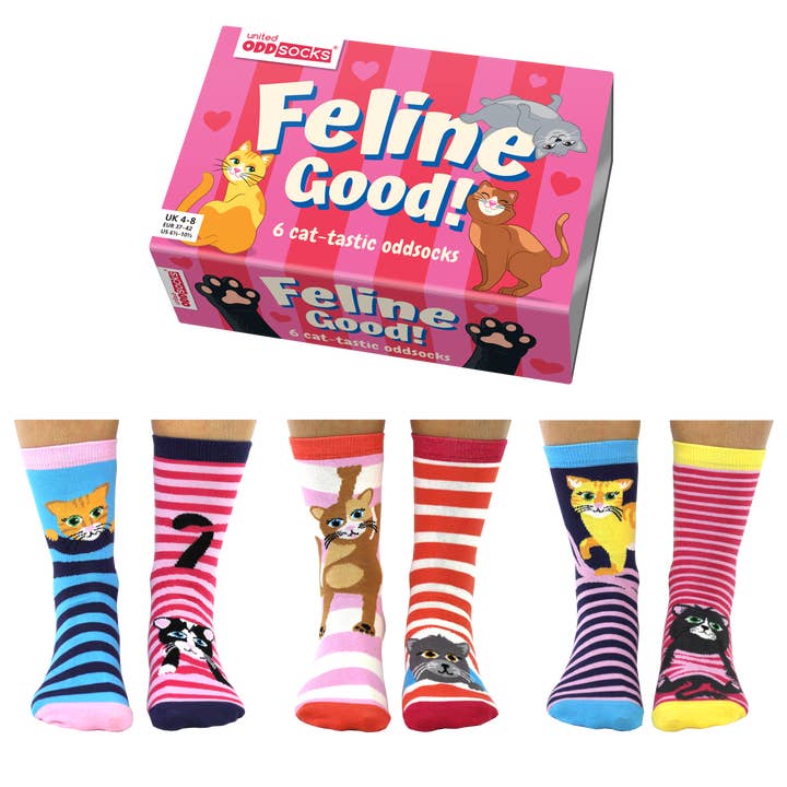 Sock Academy - Wholesale Socks – Unisex - FELINE GOOD! | 6 Odd Socks Gift Box - United Oddsocks2